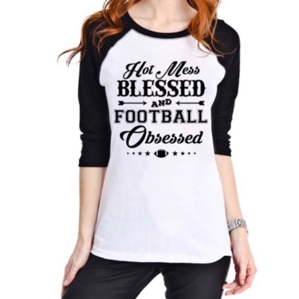 NEW•XXL•Football Mom/ Fan Baseball Style Tee